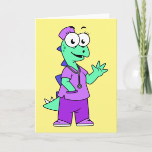 Illustration av en Stegosaurus sjuksköterska. Kort