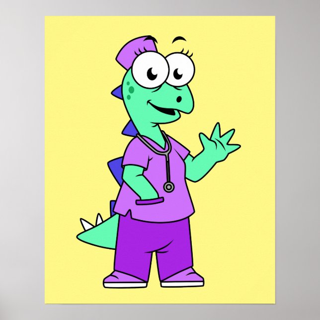 Illustration av en Stegosaurus sjuksköterska. Poster (Framsidan)