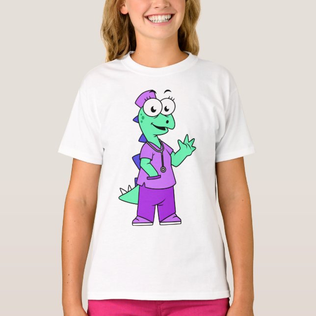 Illustration av en Stegosaurus sjuksköterska. T Shirt (Framsida)