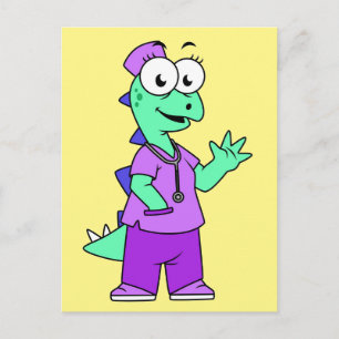 Illustration av en Stegosaurus-sköterska. Vykort