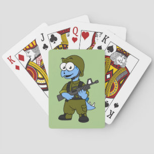 Illustration av en Stegosaurus soldat. Casinokort