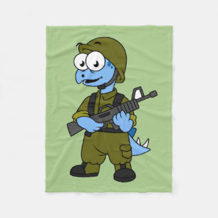 Illustration av en Stegosaurus soldat. Fleecefilt