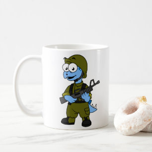 Illustration av en Stegosaurus soldat. Kaffemugg