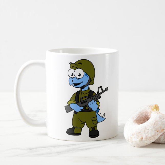 Illustration av en Stegosaurus soldat. Kaffemugg (Med munk)