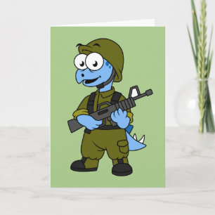 Illustration av en Stegosaurus soldat. Kort