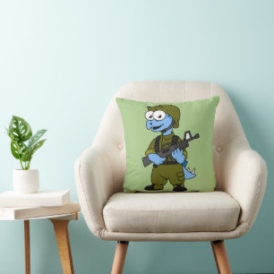 Illustration av en Stegosaurus soldat. Kudde