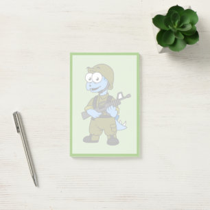 Illustration av en Stegosaurus soldat. Post-it Block