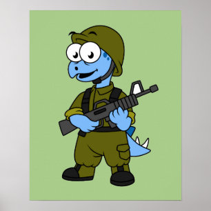 Illustration av en Stegosaurus soldat. Poster