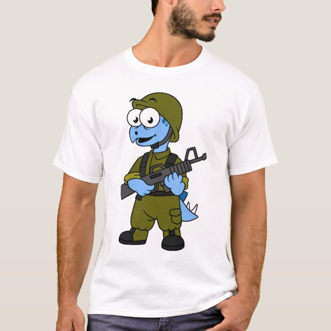 Illustration av en Stegosaurus soldat. T Shirt (Framsida)