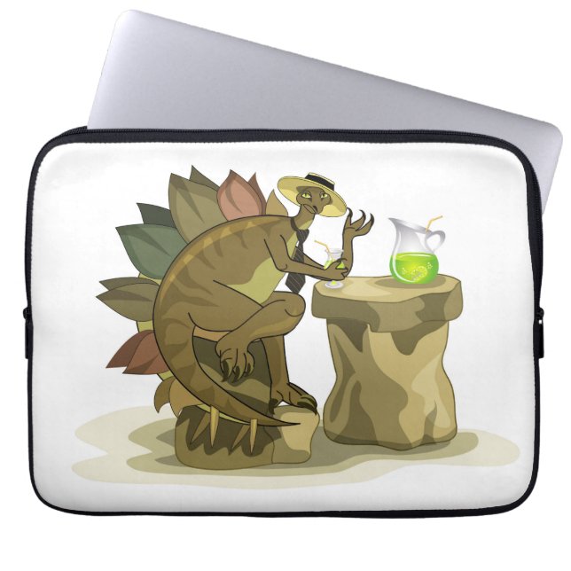 Illustration av en Stegosaurus som dricker en dryc Laptop Fodral (Framsidan)