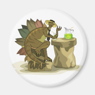 Illustration av en Stegosaurus som dricker en dryc Magnet