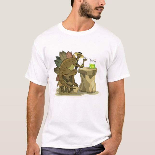 Illustration av en Stegosaurus som dricker en dryc T Shirt (Framsida)