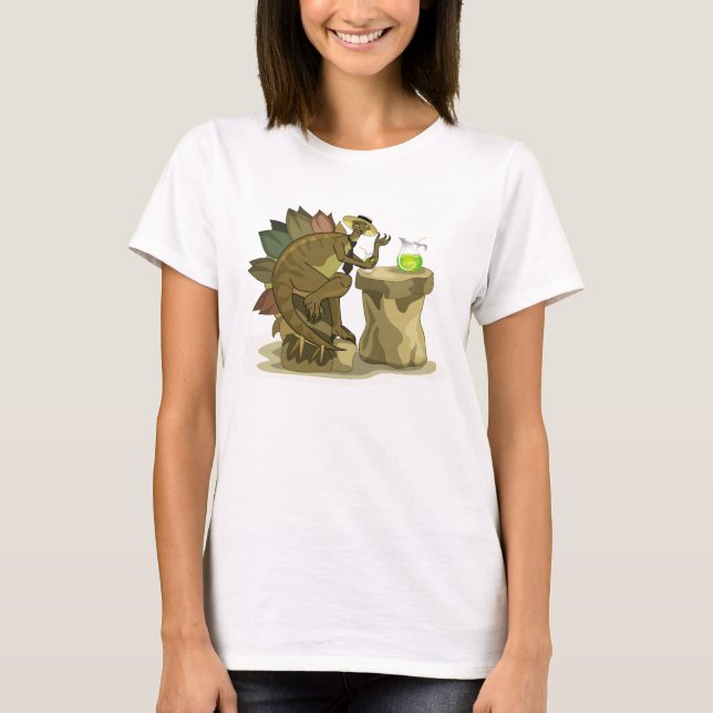 Illustration av en Stegosaurus som dricker en dryc T Shirt (Framsida)