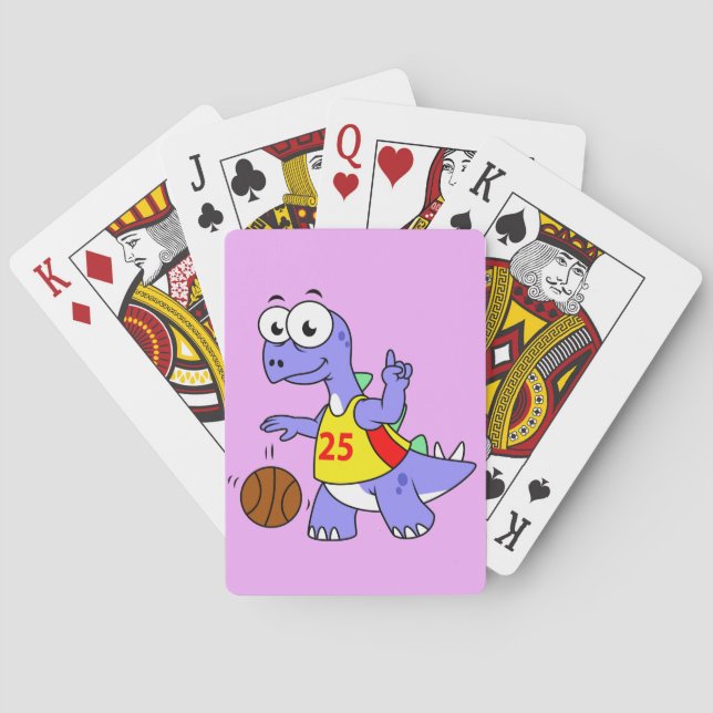 Illustration av en Stegosaurus som spelar basket. Casinokort (Baksidan)