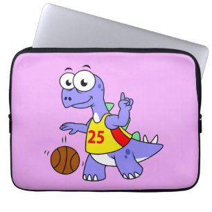 Illustration av en Stegosaurus som spelar basket. Laptop Fodral