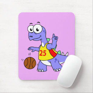 Illustration av en Stegosaurus som spelar basket. Musmatta