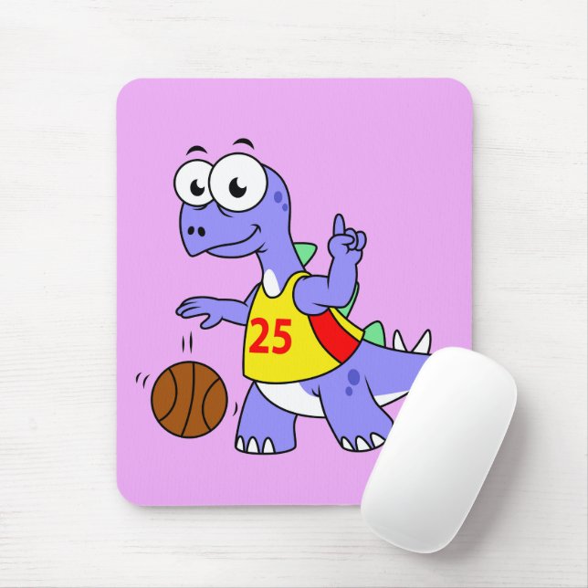 Illustration av en Stegosaurus som spelar basket. Musmatta (Med mus)