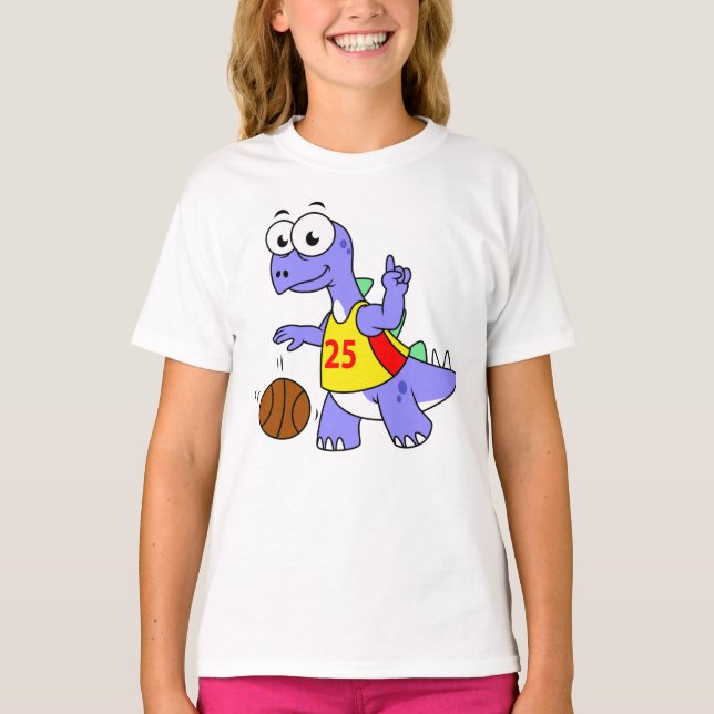 Illustration av en Stegosaurus som spelar basket. T Shirt (Framsida)