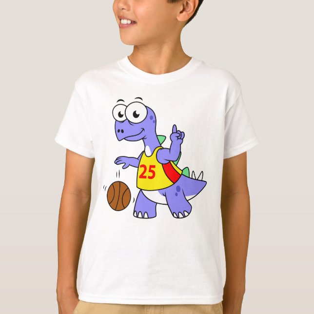 Illustration av en Stegosaurus som spelar basket. T Shirt (Framsida)
