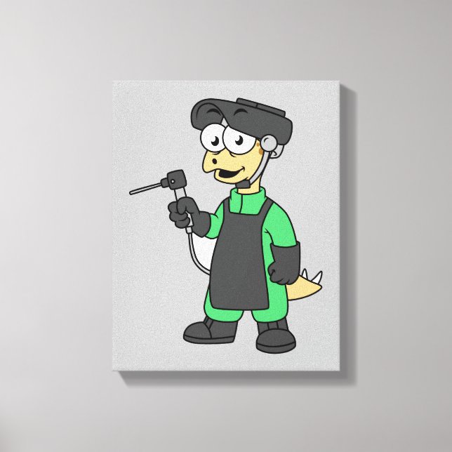 Illustration av en Stegosaurus Welder. Canvastryck (Framsida)