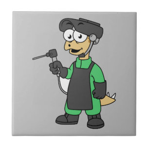 Illustration av en Stegosaurus Welder. Kakelplatta