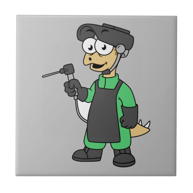 Illustration av en Stegosaurus Welder. Kakelplatta (Framsidan)