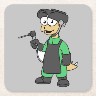 Illustration av en Stegosaurus Welder. Underlägg Papper Kvadrat