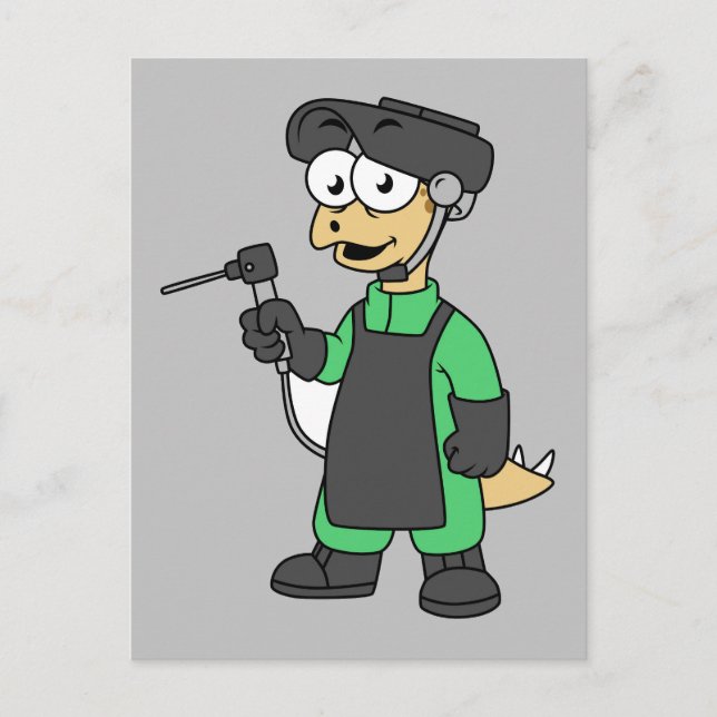 Illustration av en Stegosaurus Welder. Vykort (Framsida)