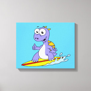 Illustration av en Surfing Spinosaurus. Canvastryck