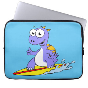 Illustration av en Surfing Spinosaurus. Laptop Fodral