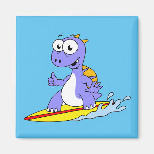 Illustration av en Surfing Spinosaurus. Magnet