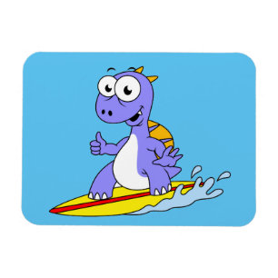 Illustration av en Surfing Spinosaurus. Magnet