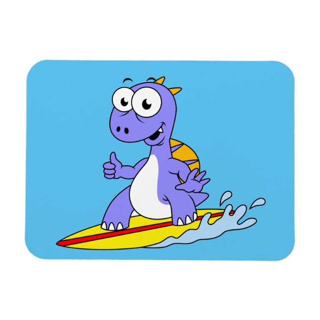 Illustration av en Surfing Spinosaurus. Magnet (Horisontell)