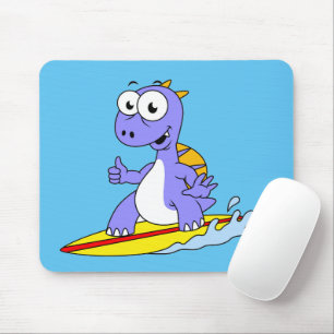 Illustration av en Surfing Spinosaurus. Musmatta