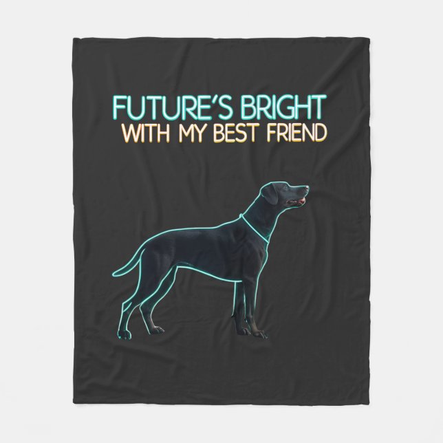 Illustration av en svart Labrador-hund Fleecefilt (Framsidan)