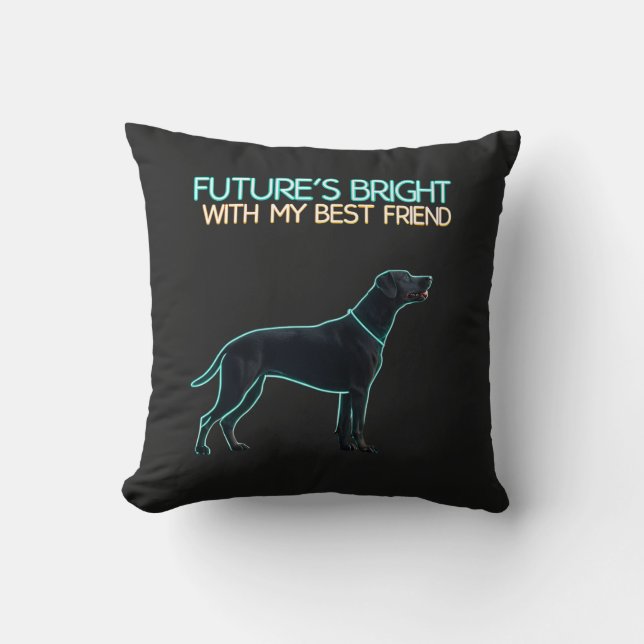 Illustration av en svart Labrador-hund Kudde (Framsida)