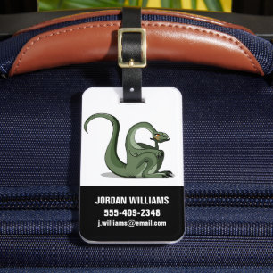 Illustration av en Tecknad Brontosaurus tankning. Bagagebricka