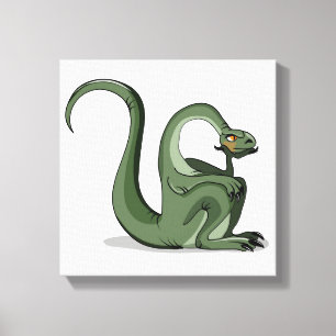 Illustration av en Tecknad Brontosaurus tankning. Canvastryck