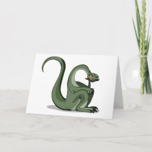Illustration av en Tecknad Brontosaurus tankning. Kort