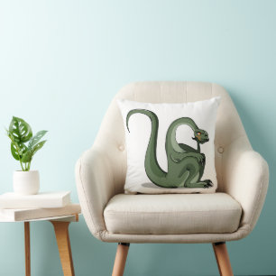Illustration av en Tecknad Brontosaurus tankning. Kudde
