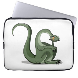 Illustration av en Tecknad Brontosaurus tankning. Laptop Fodral