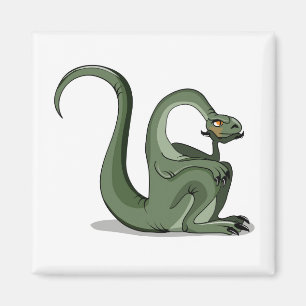 Illustration av en Tecknad Brontosaurus tankning. Magnet