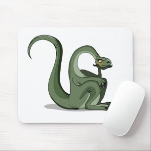 Illustration av en Tecknad Brontosaurus tankning. Musmatta