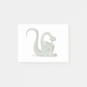 Illustration av en Tecknad Brontosaurus tankning. Post-it Block