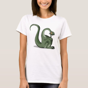 Illustration av en Tecknad Brontosaurus tankning. T Shirt