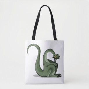 Illustration av en Tecknad Brontosaurus tankning. Tygkasse