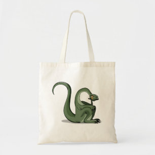 Illustration av en Tecknad Brontosaurus tankning. Tygkasse