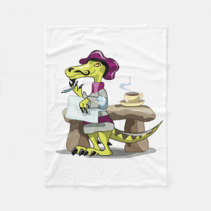 Illustration av en Tecknad Raptor Poet Thinking. Fleecefilt