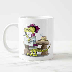 Illustration av en Tecknad Raptor Poet Thinking. Jumbo Mugg