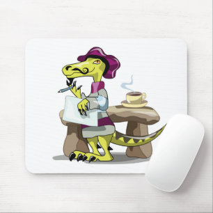 Illustration av en Tecknad Raptor Poet Thinking. Musmatta
